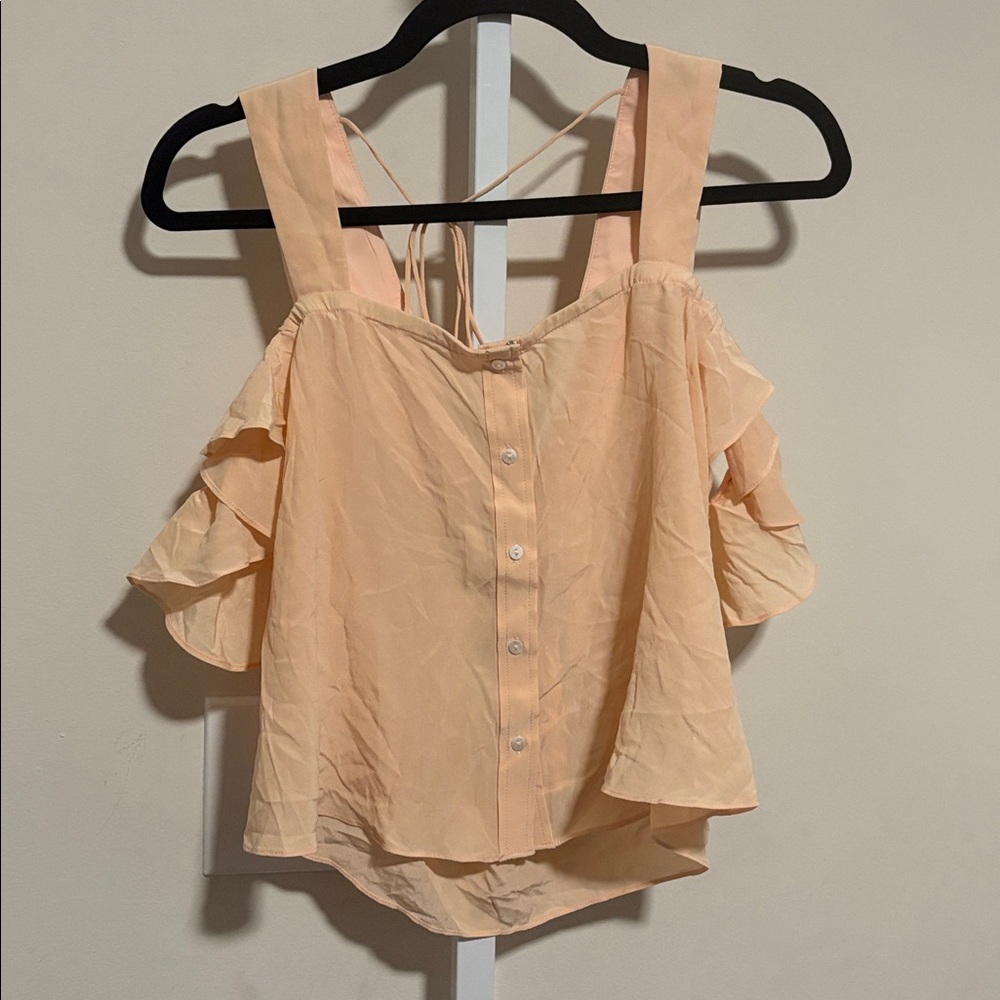Nicole Miller Apricot Ruffle Strap Blouse